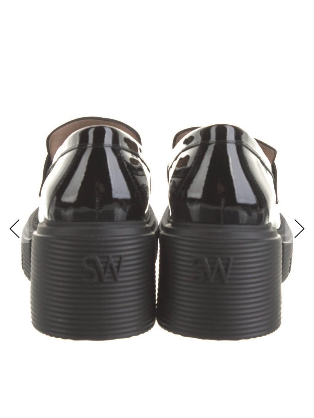 Stuart Weitzman Black Patent Leather 3”Platform Penny Loafers - Picture 5 of 5